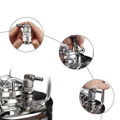 Gas-in Stainless Steel Ball Lock Quick Disconnect with 1/4'' Barb